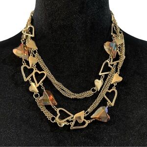 Traci Lynn Necklace Hearts of Fire Gold Tone NWT